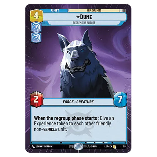 Dume Redeem the Future  card from the Star Wars Unlimited set Legends of the Force
