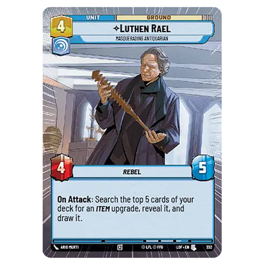 Luthen Rael Masquerading Antiquarian  card from the Star Wars Unlimited set Legends of the Force