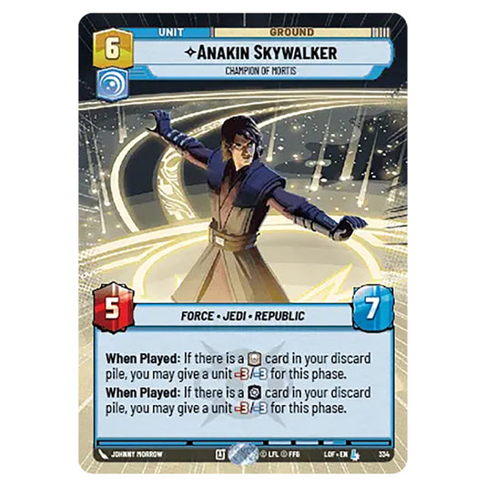 Anakin Skywalker Champion of Mortis  card from the Star Wars Unlimited set Legends of the Force