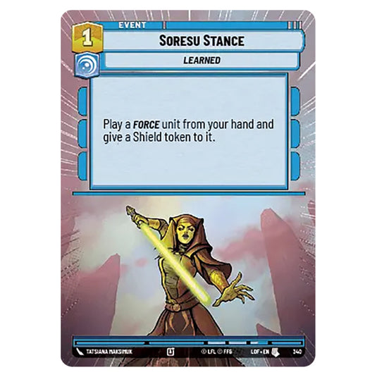 Soresu Stance  card from the Star Wars Unlimited set Legends of the Force