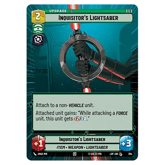 Inquisitor's Lightsaber  card from the Star Wars Unlimited set Legends of the Force