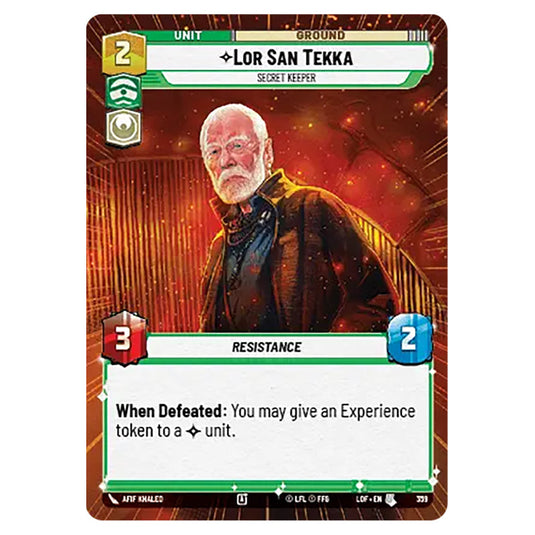Lor San Tekka Secret Keeper  card from the Star Wars Unlimited set Legends of the Force