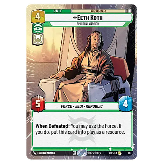 Eeth Koth Spiritual Warrior  card from the Star Wars Unlimited set Legends of the Force