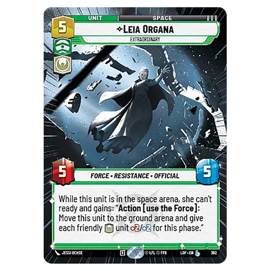 Leia Organa Extraordinary  card from the Star Wars Unlimited set Legends of the Force