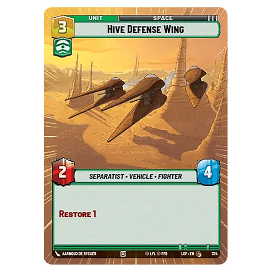 Hive Defense Wing  card from the Star Wars Unlimited set Legends of the Force