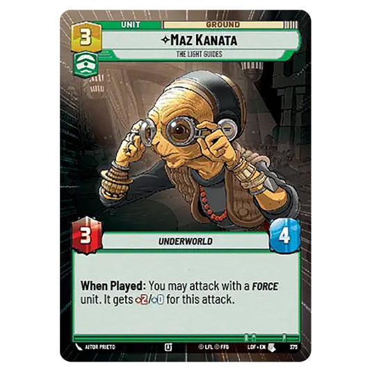 Maz Kanata The Light Guides  card from the Star Wars Unlimited set Legends of the Force