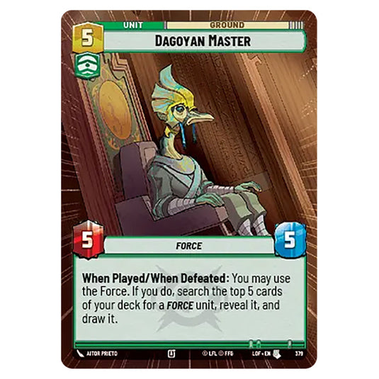 Dagoyan Master  card from the Star Wars Unlimited set Legends of the Force