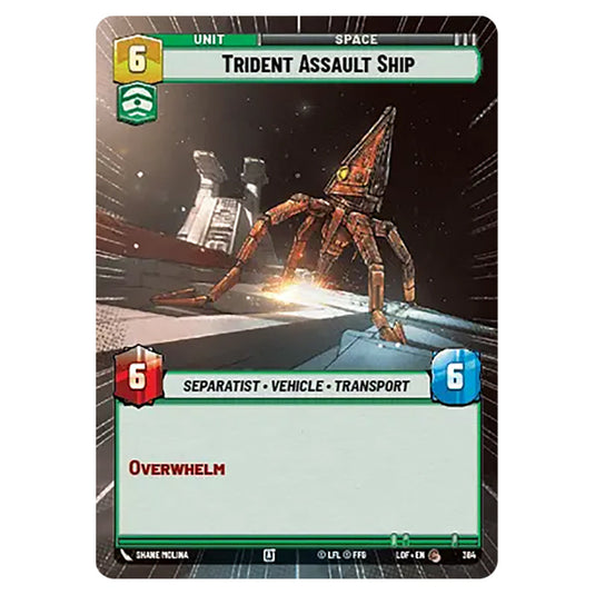 Trident Assault Ship  card from the Star Wars Unlimited set Legends of the Force