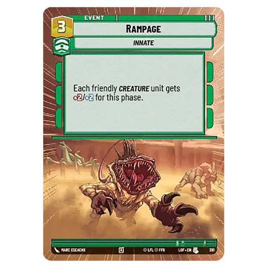 Rampage  card from the Star Wars Unlimited set Legends of the Force