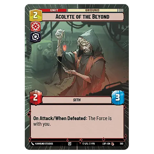 Acolyte of the Beyond  card from the Star Wars Unlimited set Legends of the Force