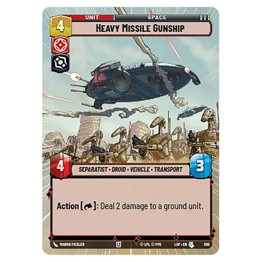 Heavy Missile Gunship  card from the Star Wars Unlimited set Legends of the Force