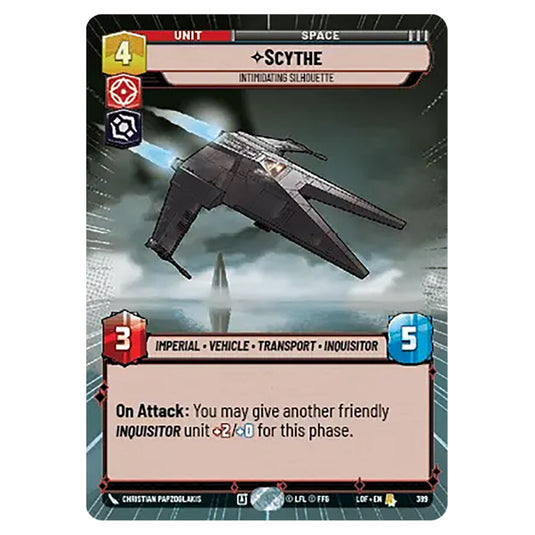 Scythe Intimidating Silhouette  card from the Star Wars Unlimited set Legends of the Force
