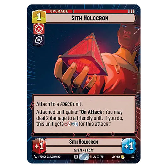 Sith Holocron  card from the Star Wars Unlimited set Legends of the Force