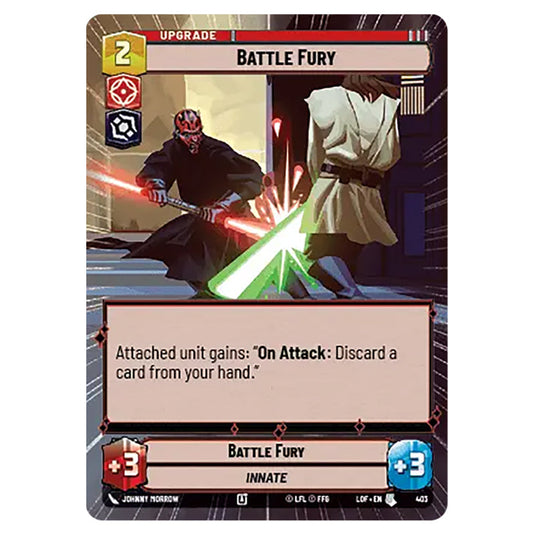Battle Fury  card from the Star Wars Unlimited set Legends of the Force