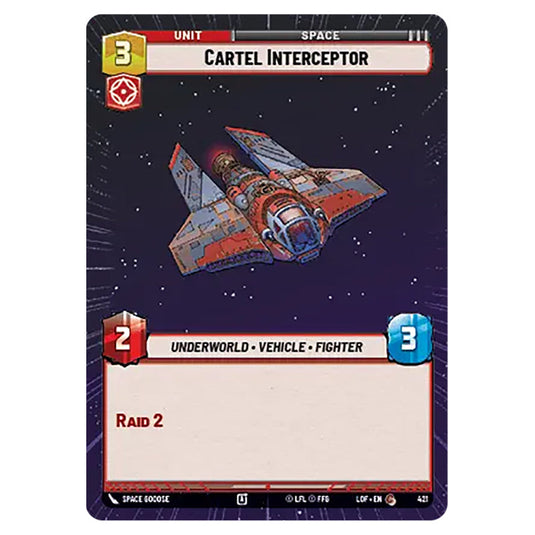Cartel Interceptor  card from the Star Wars Unlimited set Legends of the Force