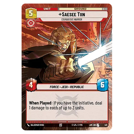 Saesee Tiin Courageous Warrior  card from the Star Wars Unlimited set Legends of the Force
