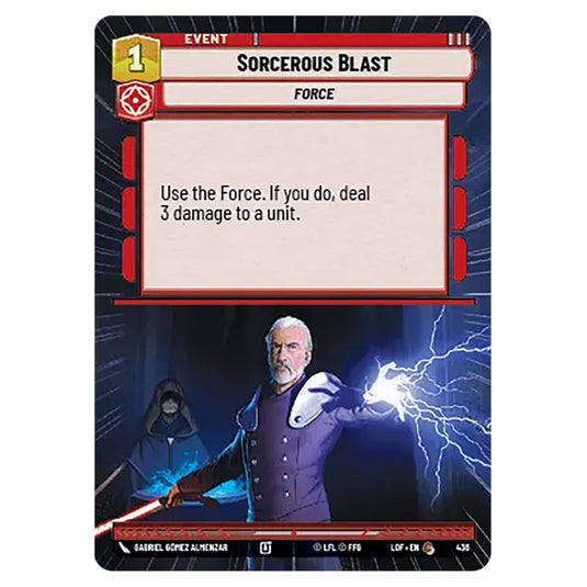 Sorcerous Blast  card from the Star Wars Unlimited set Legends of the Force