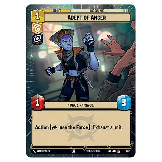 Adept of Anger  card from the Star Wars Unlimited set Legends of the Force