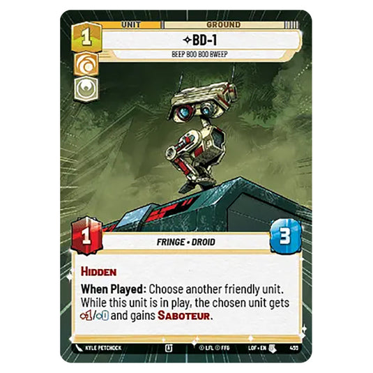 BD-1 Beep Boo Boo Bweep  card from the Star Wars Unlimited set Legends of the Force