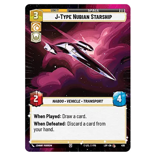 J-Type Nubian Starship  card from the Star Wars Unlimited set Legends of the Force