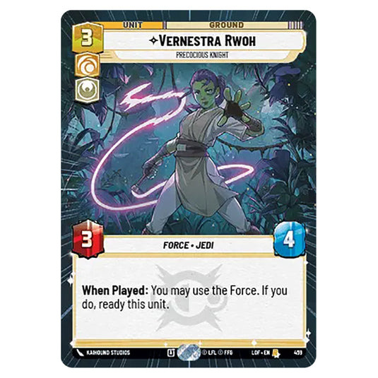 Vernestra Rwoh Precocious Knight  card from the Star Wars Unlimited set Legends of the Force