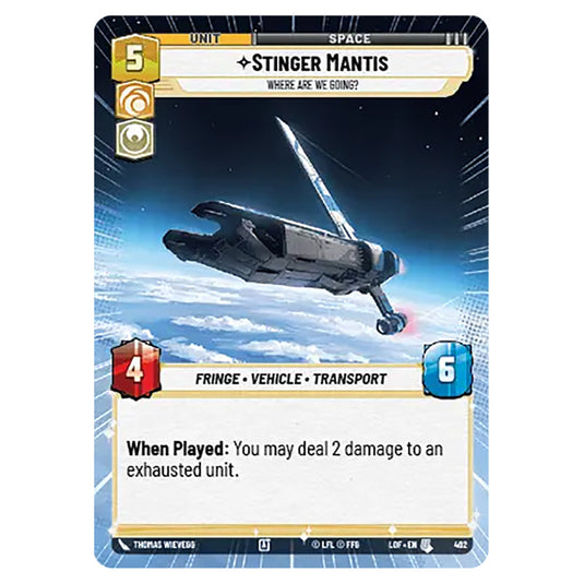Stinger Mantis Where Are We Going?  card from the Star Wars Unlimited set Legends of the Force