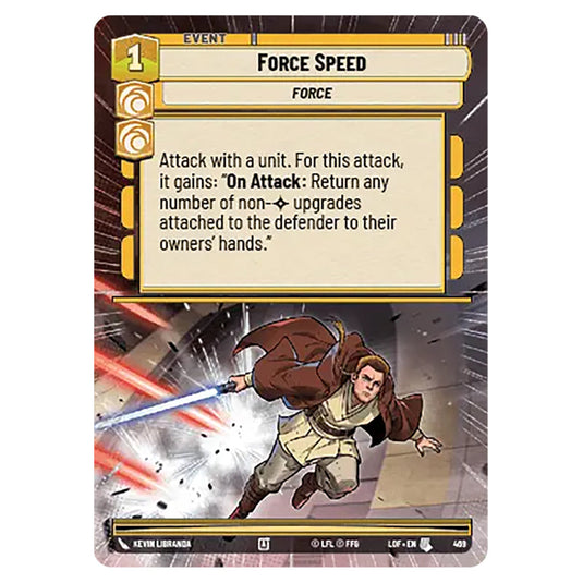 Force Speed  card from the Star Wars Unlimited set Legends of the Force
