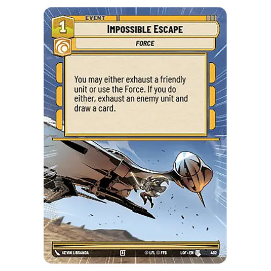 Impossible Escape  card from the Star Wars Unlimited set Legends of the Force