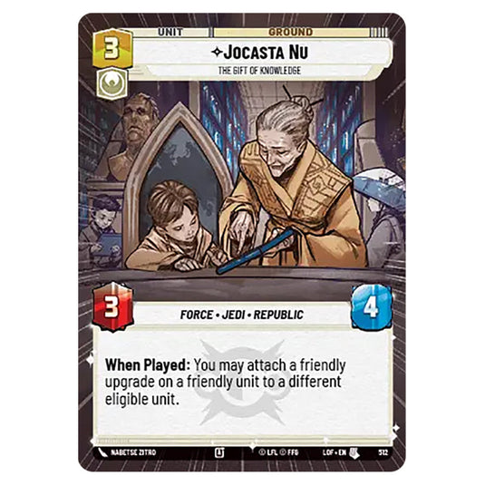 Jocasta Nu The Gift of Knowledge  card from the Star Wars Unlimited set Legends of the Force