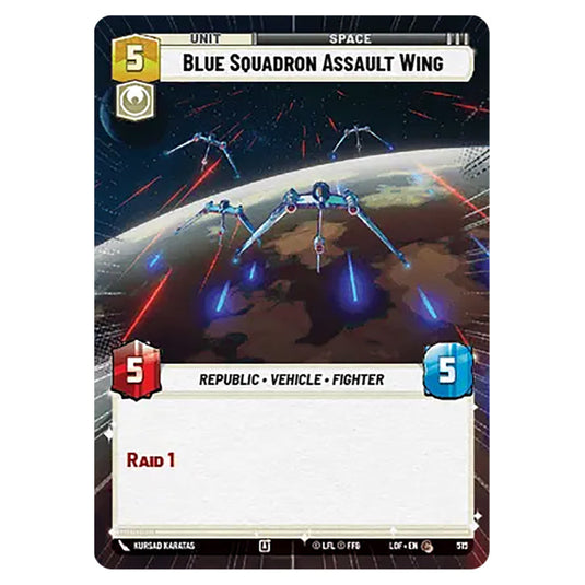 Blue Squadron Assault Wing  card from the Star Wars Unlimited set Legends of the Force