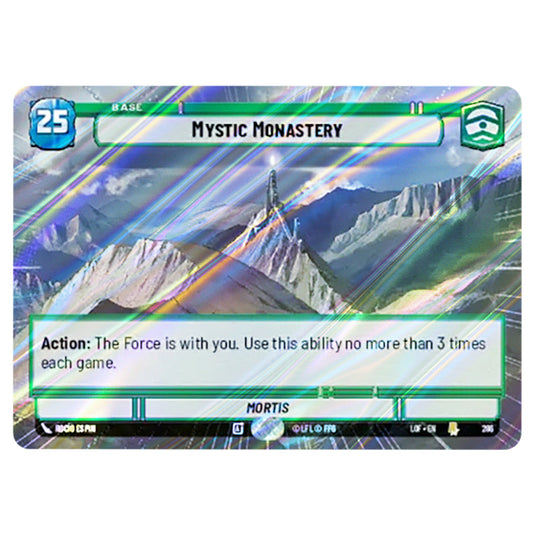 Mystic Monastery  card from the Star Wars Unlimited set Legends of the Force