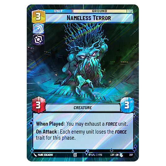 Nameless Terror  card from the Star Wars Unlimited set Legends of the Force