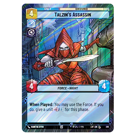 Talzin's Assassin  card from the Star Wars Unlimited set Legends of the Force