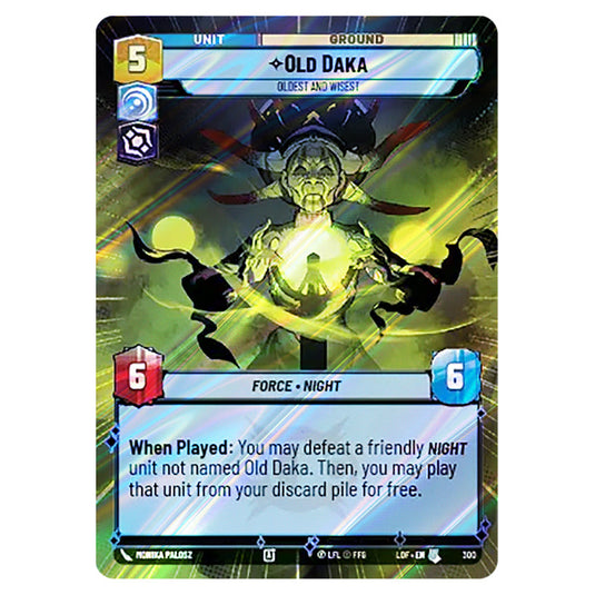 Old Daka Oldest and Wisest  card from the Star Wars Unlimited set Legends of the Force