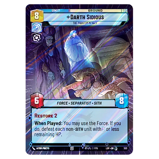Darth Sidious The Phantom Menace  card from the Star Wars Unlimited set Legends of the Force