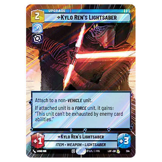 Kylo Ren's Lightsaber  card from the Star Wars Unlimited set Legends of the Force