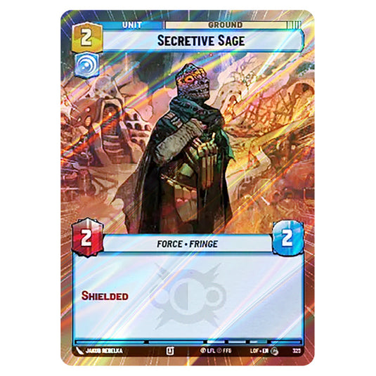 Secretive Sage  card from the Star Wars Unlimited set Legends of the Force
