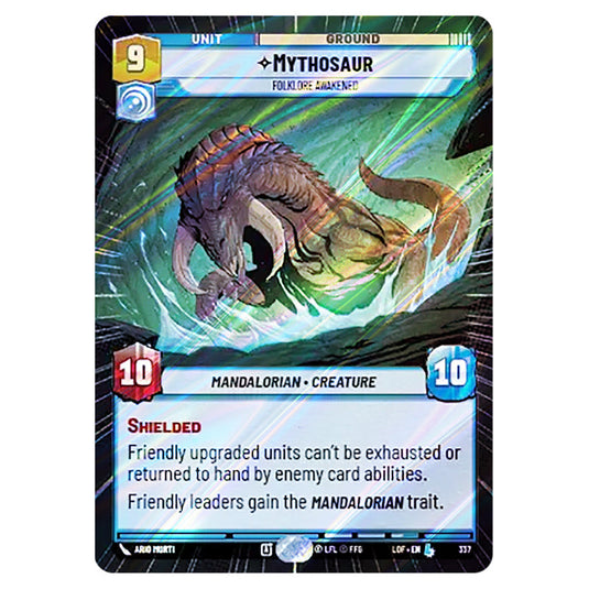 Mythosaur Folklore Awakened  card from the Star Wars Unlimited set Legends of the Force