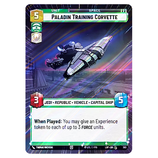 Paladin Training Corvette  card from the Star Wars Unlimited set Legends of the Force