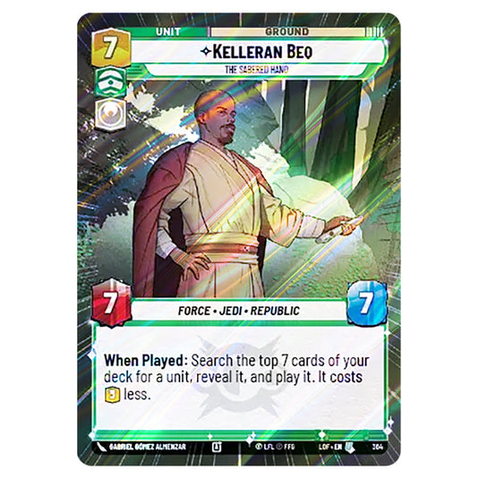 Kelleran Beq The Sabered Hand  card from the Star Wars Unlimited set Legends of the Force