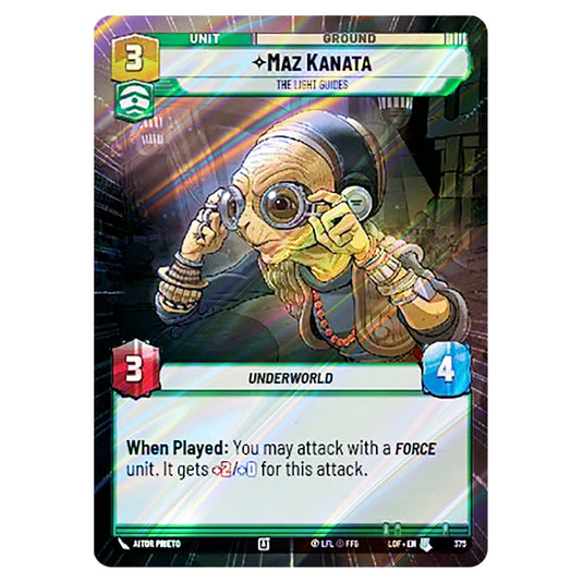 Maz Kanata The Light Guides  card from the Star Wars Unlimited set Legends of the Force