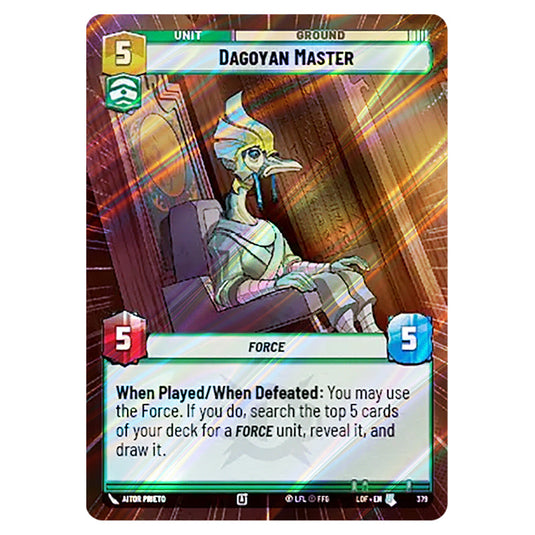 Dagoyan Master  card from the Star Wars Unlimited set Legends of the Force