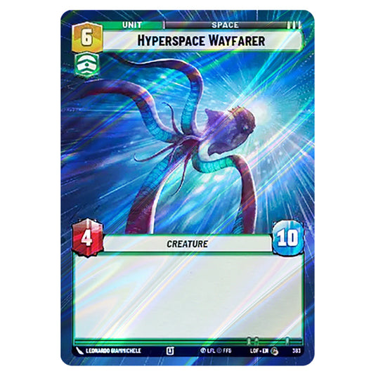 Hyperspace Wayfarer  card from the Star Wars Unlimited set Legends of the Force