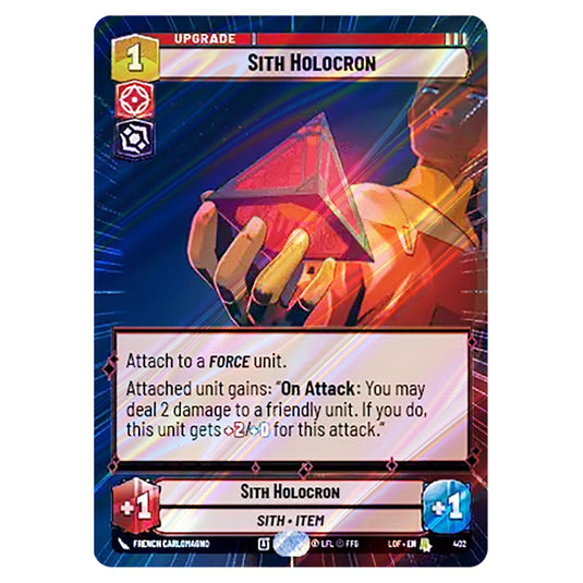 Sith Holocron  card from the Star Wars Unlimited set Legends of the Force
