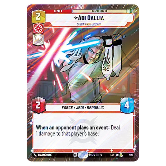 Adi Gallia Stern and Focused  card from the Star Wars Unlimited set Legends of the Force
