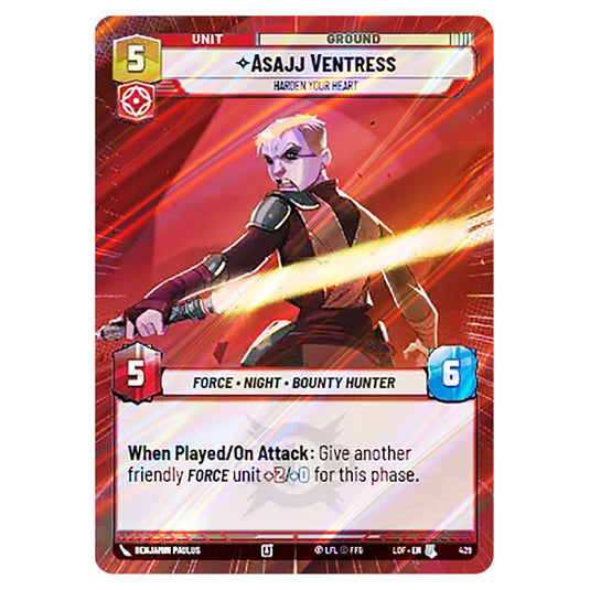 Asajj Ventress Harden Your Heart  card from the Star Wars Unlimited set Legends of the Force