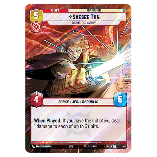 Saesee Tiin Courageous Warrior  card from the Star Wars Unlimited set Legends of the Force