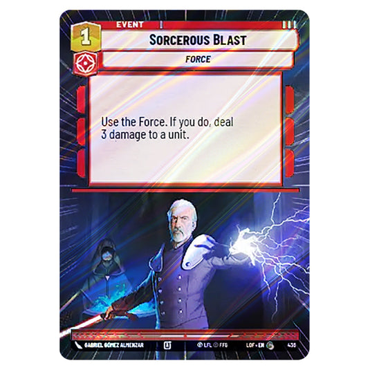 Sorcerous Blast  card from the Star Wars Unlimited set Legends of the Force