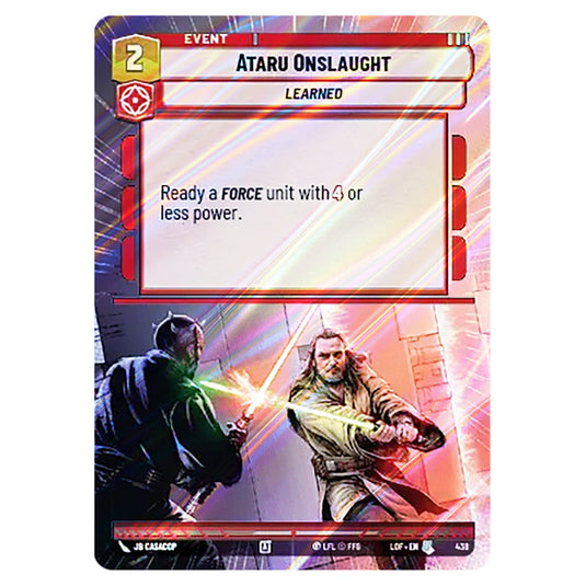 Ataru Onslaught  card from the Star Wars Unlimited set Legends of the Force
