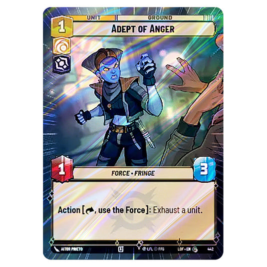 Adept of Anger  card from the Star Wars Unlimited set Legends of the Force